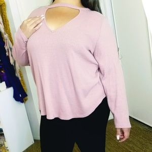 Muave cutout long-sleeved top